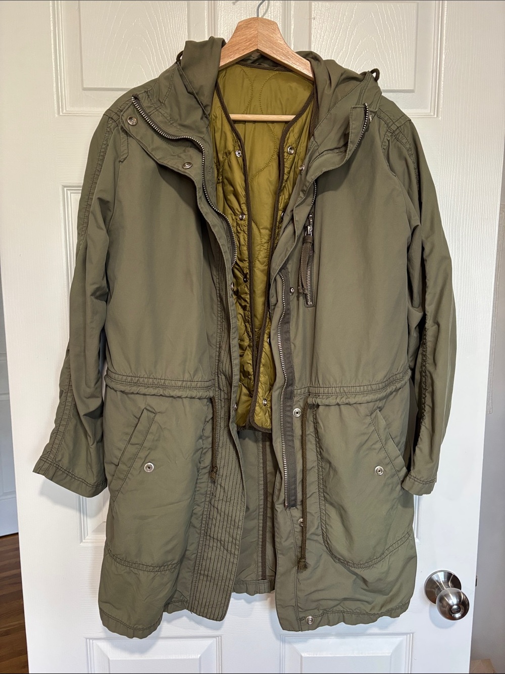 GAP Olive Green Quilted Jacket with Removable liner Size XS
